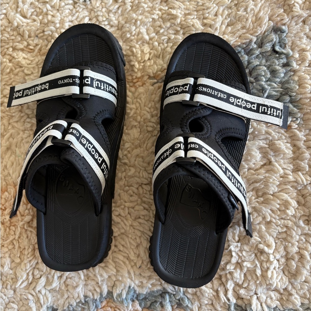 Beautiful People Tokyo Creations Black Sport Sandals, size 7